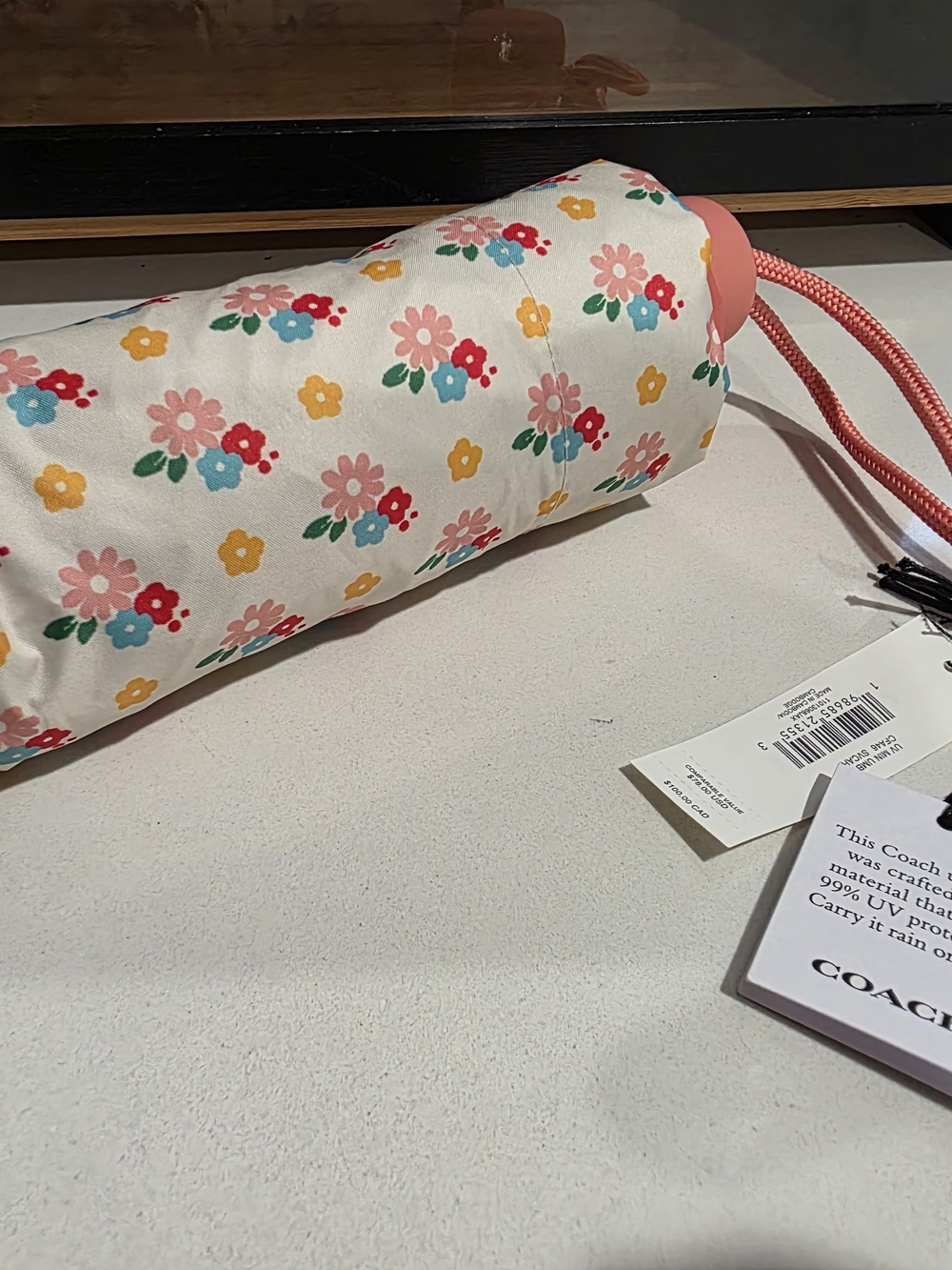 Coach Floral Print Pink Umbrella - New With Tags